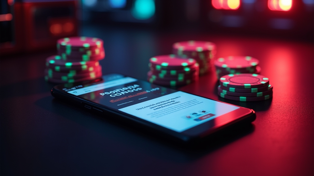 Smartphonebrowser met actuele link in een stijlvolle casinoomgeving