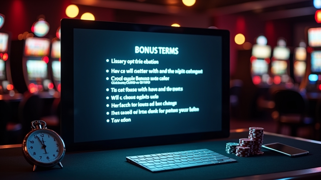 Overzicht van bonusvoorwaarden met timer en casino-elementen